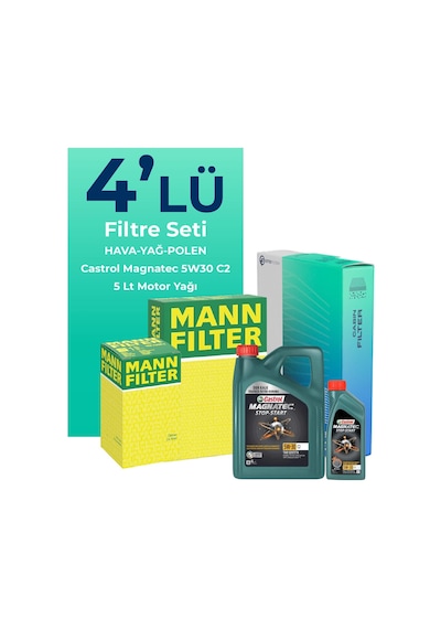 Mann Mercedes B150 Benzin Filtre Bakım Seti Castrol Motor Yağlı (2005-2011) 4 Lü