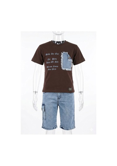 Gülerçocuk Erkek Çocuk Bayramlık Denim Şortlu Takım - Mavi Siyah Kahverengi Top Front Baskılı Siyah Gülerçocuk Erkek Çocuk Bayramlık Denim Şortlu Takım - Mavi Siyah Kahverengi Top Front Baskılı Siyah