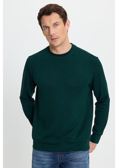 Tudors Erkek Relax Fit Rahat Kesim Uzun Kollu Ekstra Yumuşak Bisiklet Yaka Yeşil Sweatshirt-41873 Yeşil