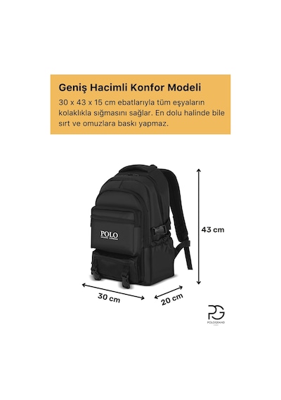 Orijinal Unisex Ortopedik Sırt Destekli Çok Gözlü Geniş Hacimli Lise Ortaokul Büyük Okul Çantası siyah