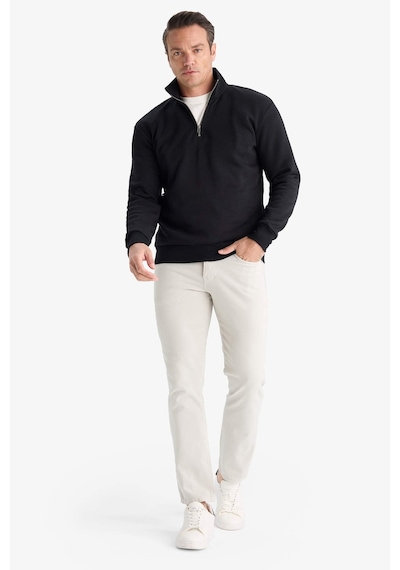 Defacto Regular Fit Dik Yaka Yarım Fermuarlı İçi Yumuşak Tüylü Basic Düz Sweatshirt X7405az25aubk81 Siyah