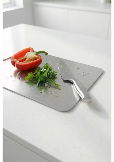 Antibakteriyel Küf Önleyici Paslanmaz Çelik Kesme Matı 20x30 Cm Siyah