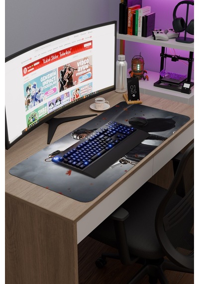 Ghost Of Tsushima Kaymaz Dikişli Kauçuk Oyuncu Mousepad V3 - 90x40 Xxl Gaming Mouse Pad Fare Altlığı
