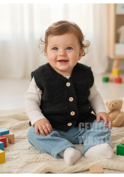 Bebek Yeleği, Yumoş Bebek Yeleği Simsiz Yumuşacık Bebek Yeleği Açık Lacivert