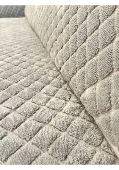 Bibaha Peluş Lastikli Koltuk Örtüsü 3 Kişilik Yıkanabilir Esnek Koltuk Kılıfı Gri 180 X 230 Çok Renkli