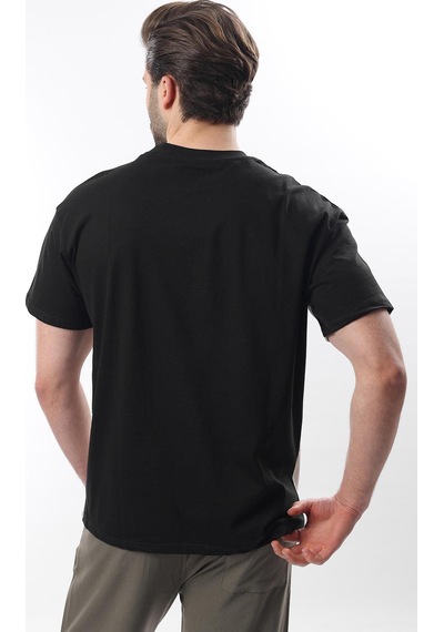 Madmext Siyah Overfit Garnili Erkek T-shirt E7104 Siyah