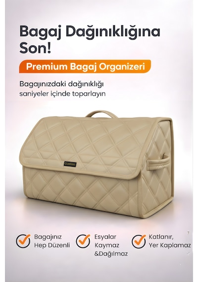 Bagaj Çantası Oto Bagaj Organizer Çift Kat Deri Su Geçirmez Kaymaz Katlanır Araç Düzenleyici - Dct8 Stiloto