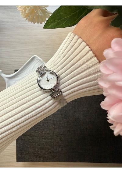 Retro Minimal Hasır Kordon Vintage Kadın Kol Saati Gümüş Altın