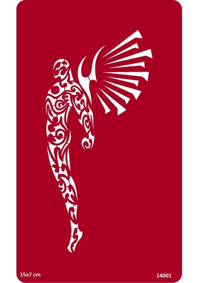 Airbrush Tattoo Kanatlı Adam Tribal Yapışkanlı Stencil Süsleme Ve Boyama Kalıbı