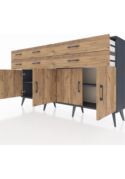 Arges Konsol 3 Raflı 6 Çekmeceli 4 Kapaklı 176x30x99 Antrasit-çam Atlas Çam - Antrasıt Arges Konsol 3 Raflı 6 Çekmeceli 4 Kapaklı 176x30x99 Antrasit-çam Atlas Çam - Antrasıt