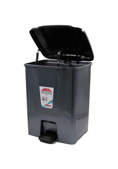 Omnipazar Flora F196-S 10Lt Slim Pedallı Gri Plastik Çöp Kovası S Krom