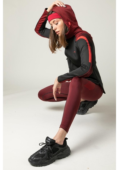 Maraton Active Slimfit Kadın Kapşonlu Uzun Kol Spor Siyah Tracktop 815015-siyah