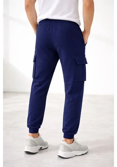 Butik İstanbul Erkek Jogger Eşofman Altı Regular Fit , Kargo Cepli, Lastikli Paça, Günlük Spor Pantolon - Lacivert