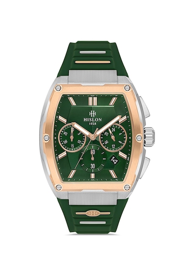 Hislon Yeşil Silikon Kordon Erkek Kol Saati Ms151t-15yr Rose Gold - Gümüş