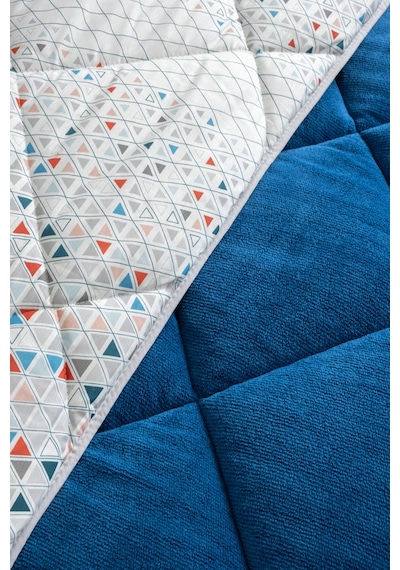 Evoria Battal Boy Lüx Wellsoft Yorgan Çift Taraflı - 2 Adet Yastık Kılıflı Yorgan Seti 215x235 Cm Mavi