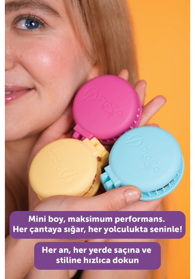Beauty Makaron Saç Fırçası - 3d Esnek, Aynalı, Çanta Boy - Compact Detangler Yeni Sarı