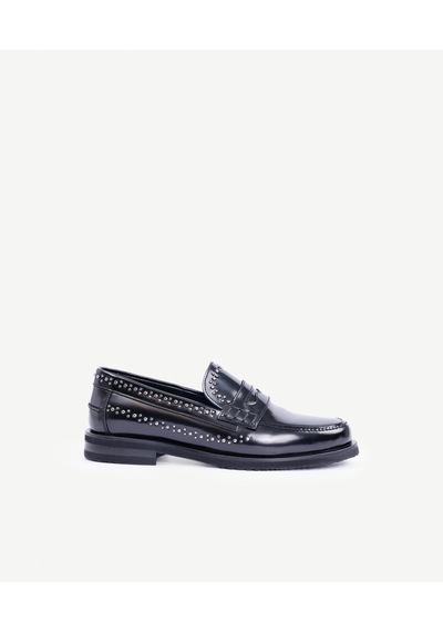 Yargıcı Zımba Detaylı Deri Loafer 25kkay4032x 001 Siyah