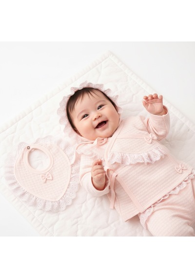 Milays Kız Bebek %100 Pamuk 0-3 Ay Premium Kalite Setler Koyu Pembe
