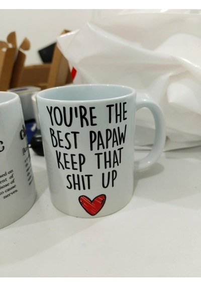 You're The Best Papaw Kupa - En İyi Papaw Büyükbaba Seramik Bardak Hediyesi 325ml Beyaz - Çok Renkli