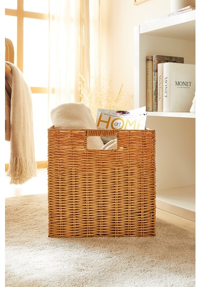 Ocean Home Textile Yıkanabilir Bej Pp Rattan Sepet 33 X 33 X 33 Cm