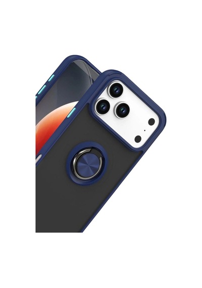 Apple İphone 17 Pro Max Montreal Yüzüklü Silikon Kapak - Lacivert
