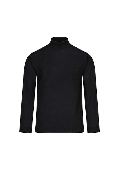 Hatemoğlu Siyah Regular Fit Yarım Balıkçı Yaka Yünlü Kazak 2982354 Siyah