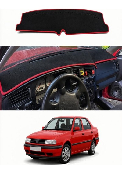 Volkswagen - Vento 1992-1998 Uyumlu Torpido Koruma Kılıfı - Kırmızı Şeritli