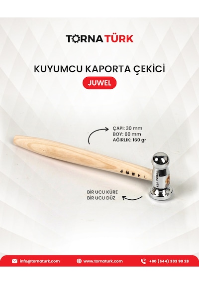 Kuyumculuk Kuyumcu Kaporta Çekici -bir Ucu Küre - Bir Ucu Düz - 160 Gram Metalik