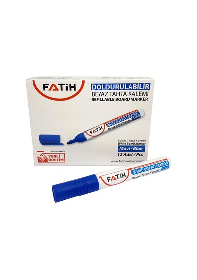 Fatih Yuvarlak Uçlu Beyaz Tahta Kalemi Doldurulabilir 12 Ad Mavi