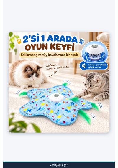 İnteraktif Kedi Oyuncağı - Hareketli Tüylü - Usb Şarjlı - 3 Oyun Modu