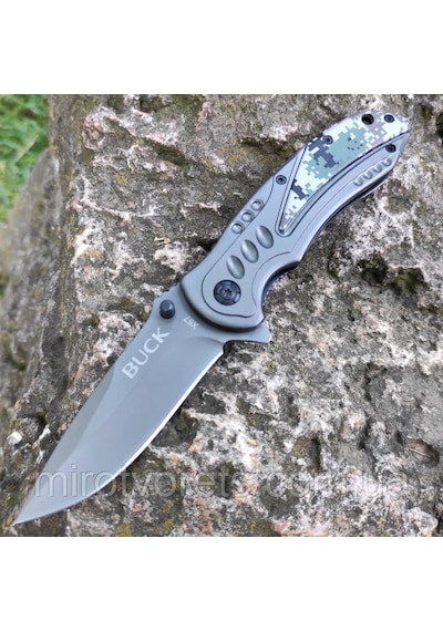Buck Katlanabilir Bıçak X57 Yarı Otomatik Vida Kilitli Gümüş - Haki