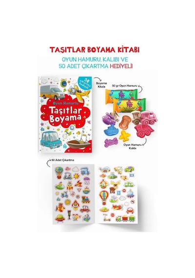 Taşıtlar Boyama Kitabı - Oyun Hamurlu - 3 Yaş +