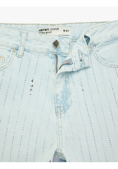 Koton Uzun Düz Paça Normal Bel Cepli Düğmeli Taşlı Denim Pantolon - Longer Straight Fit Jean Bleach 6sal40011md Açık Mavi Koton Uzun Düz Paça Normal Bel Cepli Düğmeli Taşlı Denim Pantolon - Longer Straight Fit Jean Bleach 6sal40011md Açık Mavi