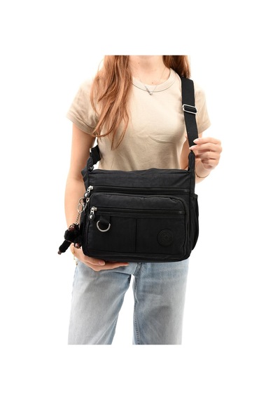 Çapraz Askılı Ultra Hafif Çok Cepli Bayan Omuz Çantası Siyah Model: 571-6d - Siyah