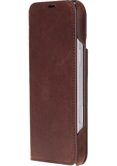 Bloomcase Sonat Mahogany Saddle Hakiki Deri Apple Uyumlu iPhone 17 Air 6.5" Folio Kılıfı Kahverengi