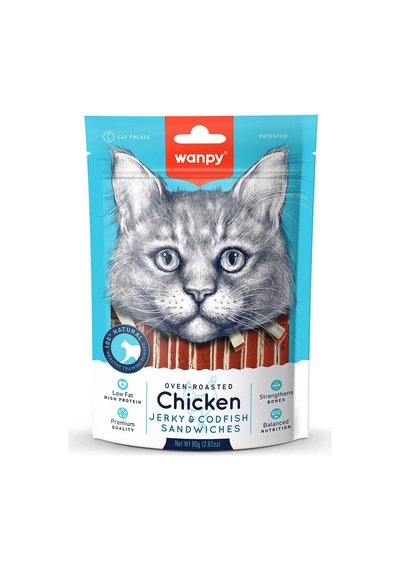 Chıcken Jerky Codfısh Sandwıches Wanpy Tavuklu Ve Morina Balıklı Kedi Ödül Maması