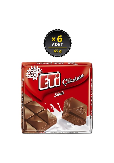 Eti Çikolata Sütlü Kare 6 x 65 G