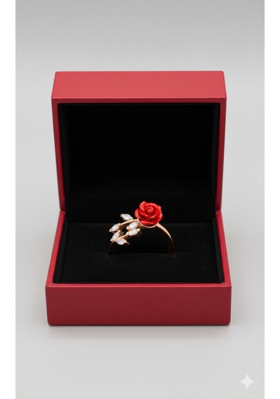 Çekirdekjewelry 925 Ayar Gümüş Ayarlanabilir Güllü Yüzük Pembe
