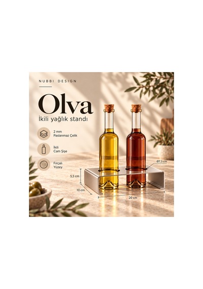 Olva Paslanmaz Çelik İkili Yağlık Seti Cam Şişeli Modern Tasarım Minimalist Zeytinyağı Ve Sirkelik Standı Gri - 935569786 Gri Olva Paslanmaz Çelik İkili Yağlık Seti Cam Şişeli Modern Tasarım Minimalist Zeytinyağı Ve Sirkelik Standı Gri - 935569786 Gri