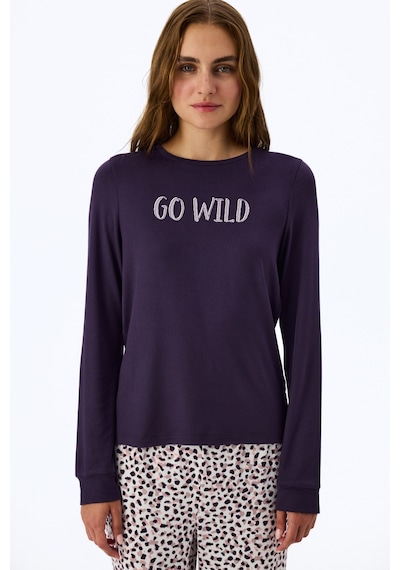 Penti Mor Midnight Mood Slogan Desenli Uzun Kollu Tişört Pijama Üstü Pr81
