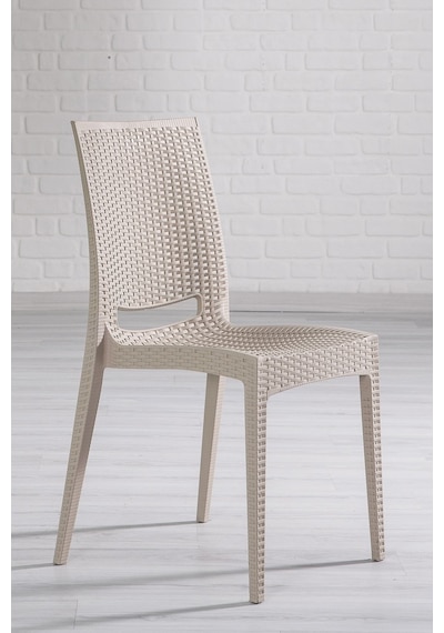 Sandalie Rattan Large Cappucino Masa Takımı Bahçe & Balkon 1 Masa + 6 Sandalye Kahverengi