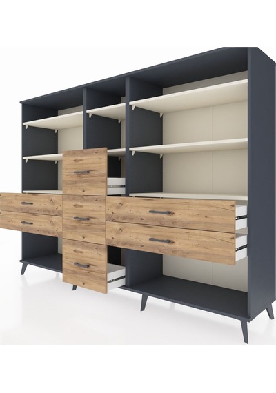 Hyperion Dolap 8 Raflı 7 Çekmeceli 220x44x163 Antrasit-aytaşı/çam Aytası/atlas Çam - Antrasıt Hyperion Dolap 8 Raflı 7 Çekmeceli 220x44x163 Antrasit-aytaşı/çam Aytası/atlas Çam - Antrasıt
