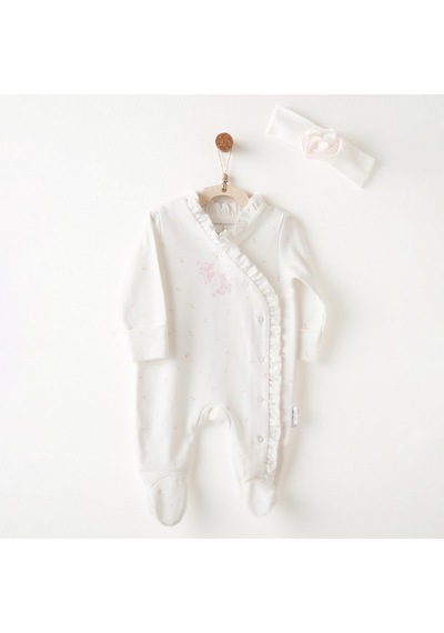Andywawa Kız Bebek Tulum Takım Romper Band Set Summer Tıme Anw-ac26503 Ekru