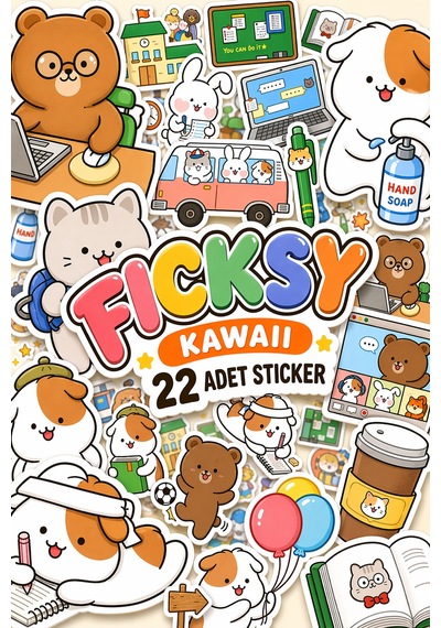 Kawaii Stili Sevimli Hayvanlar Eğitim Öğretmen Temalı Sticker Seti - 18 Adet Etiket Çıkartma Diğer