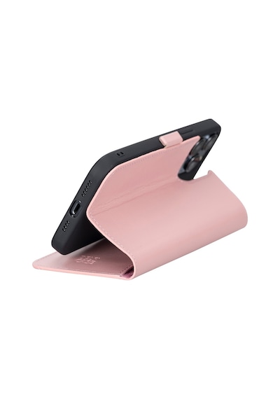 Apple Uyumlu iPhone 13 Pro Max Deri Cüzdanlı Kılıf Toz Pembe