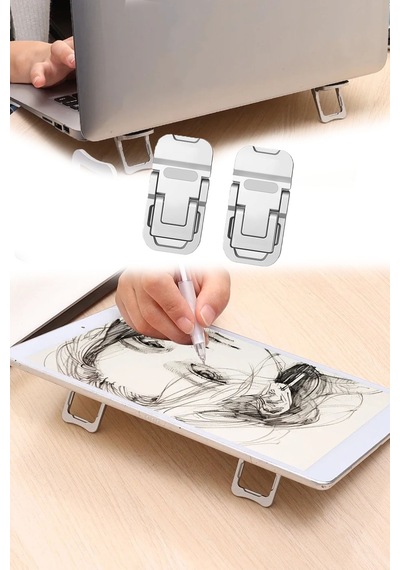 Yeni Nesil Taşınabilir Portatif Tasarım Laptop Tablet Standı 2 Kademeli Yükseltme 2li