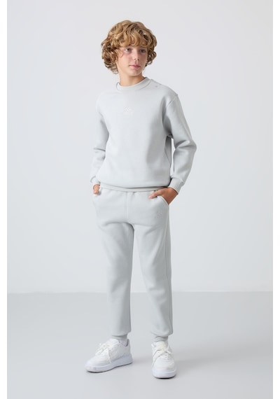 Tommylife Tommy Life Taş Pamuklu Kalın İçi Tüylü Yumuşak Dokulu Standart Fit Nakışlı Erkek Çocuk Eşofman Takım - 11249 Taş Rengi Taş