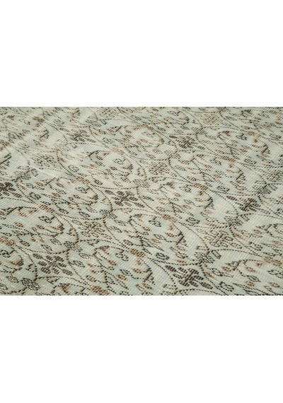 Bespoky Overdyed Gri Eskitme Çiçekli Salon Halısı El Dokuma