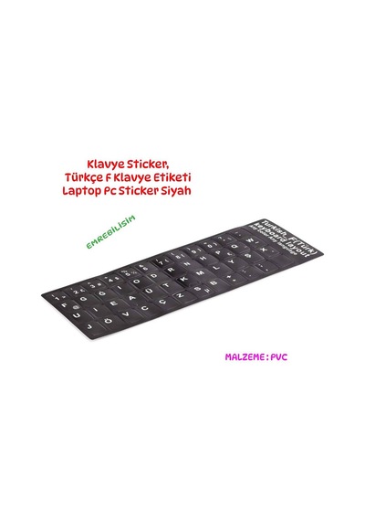 Klavye Sticker, Türkçe F Klavye Etiketi Laptop Pc Sticker Siyah Pvc 1 Adet