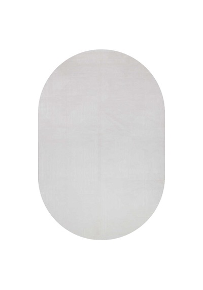 Geometrik Abstract Desenli Prato İpeksi Lüks Viskon Oval Halı Pr03 Gri Krem-gri